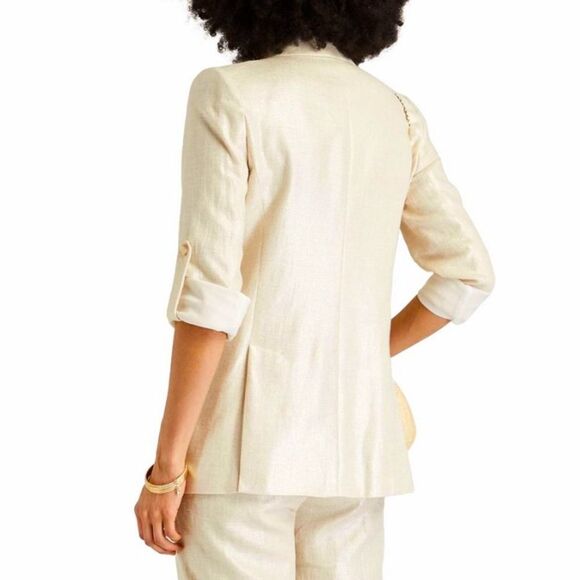 NWT Veronica Beard PARINETI DICKEY Linen 
JACKET Color STONE Size 10 Tan - Picture 4 of 15